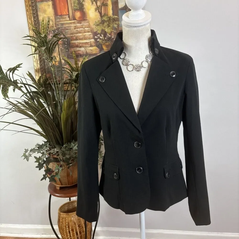 George Design By Mark Eisen Suits Women's Size 6 Black Collar 2 Flap Pocket - Picture 2 of 10